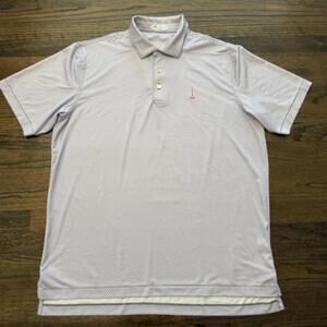 Peter Millar Summer Comfort White Red & Blue Scalloped Pattern Polo Size XL